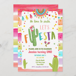 Mexican Cactus 1st First Fiesta Birthday Invitation