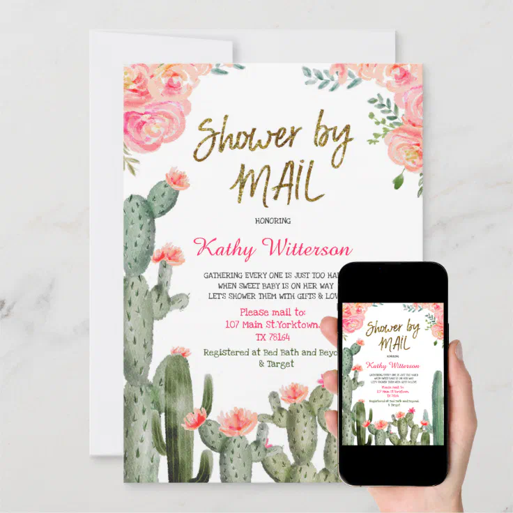 Mexican Cactus Baby Shower by Mail Invitation | Zazzle