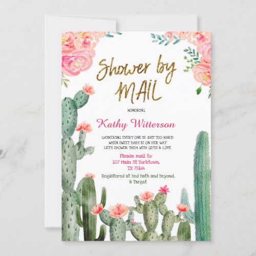 Mexican Cactus Baby Shower by Mail Invitation