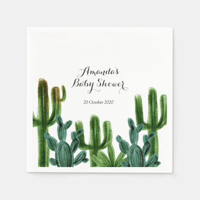 Mexican Cactus Baby Shower Paper Party Napkins | Zazzle