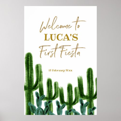 Mexican Cactus Birthday welcome sign