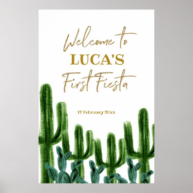 Mexican Cactus Birthday welcome sign (Front)
