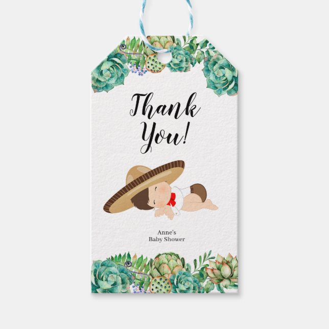 Mexican Cactus Boy Baby Muchacho Favor Tag (Front)