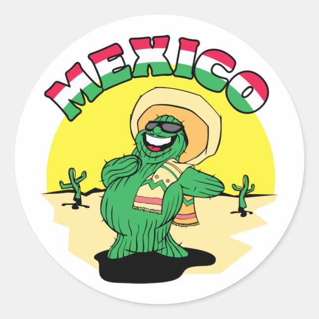 Mexican Cactus Classic Round Sticker (Front)