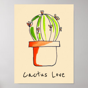 Mexican cactus cute illustration art poster