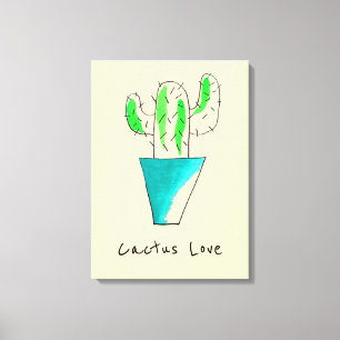 Mexican cactus cute saguaro art canvas print