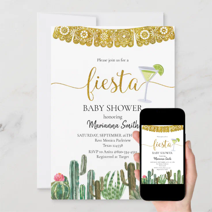 Mexican Cactus Fiesta Baby shower Party Invitation | Zazzle