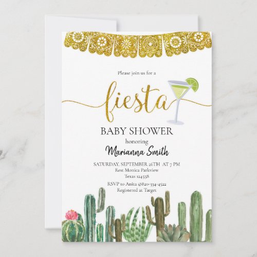  Mexican Cactus Fiesta Baby shower Party  Invitation