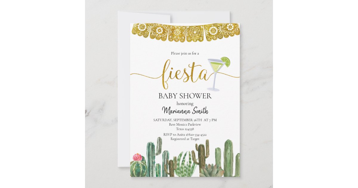 Mexican Cactus Fiesta Baby shower Party Invitation | Zazzle