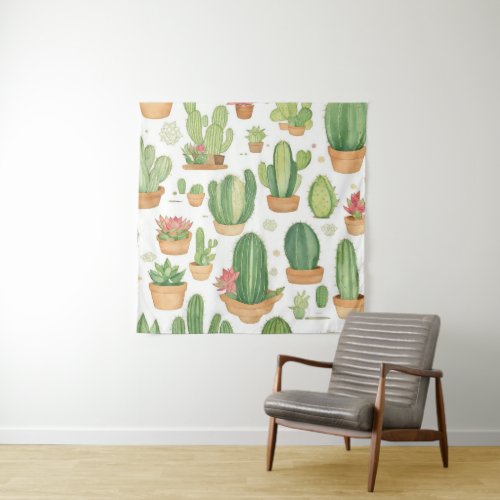 Mexican Cactus Oasis Wallpaper Tapestry