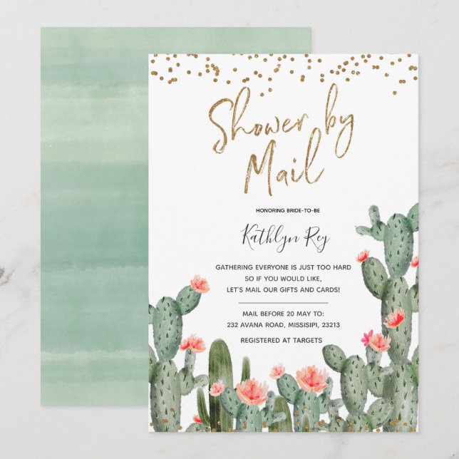 Mexican Cactus Shower by Mail Bridal Shower Invitation (Front/Back)