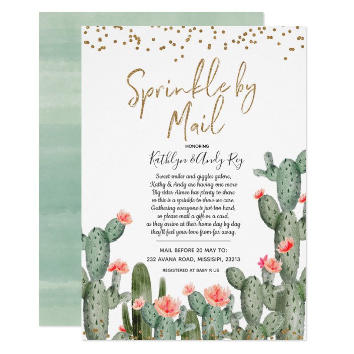 Mexican Cactus Sprinkle by Mail Baby Shower Invitation | Zazzle.com