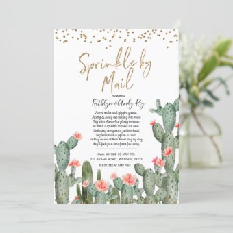 Mexican Cactus Sprinkle by Mail Baby Shower Invitation | Zazzle
