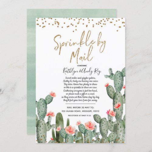 Mexican Cactus Sprinkle by Mail Baby Shower Invitation