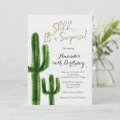 Mexican Cactus Surprise Birthday Party Invitation (Standing Front)