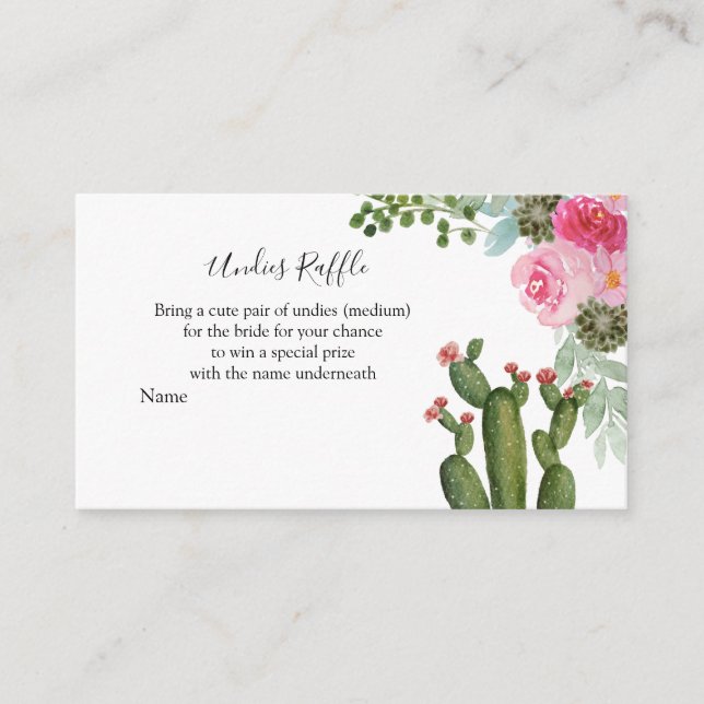 Mexican Cactus Undies Raffle Enclosure Card (Front)