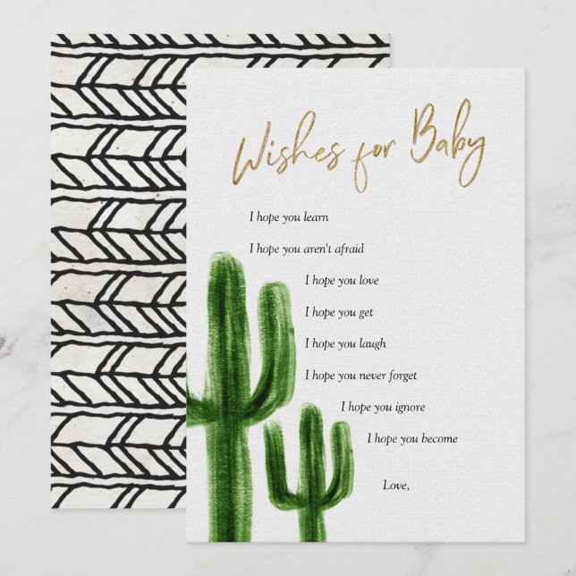 Mexican Cactus Wishes for Baby Game Card (Front/Back)