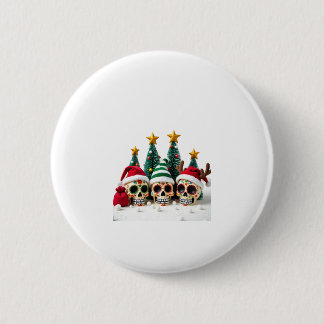 Mexican Calavera Santa Flower Sugar Skull Christma Button