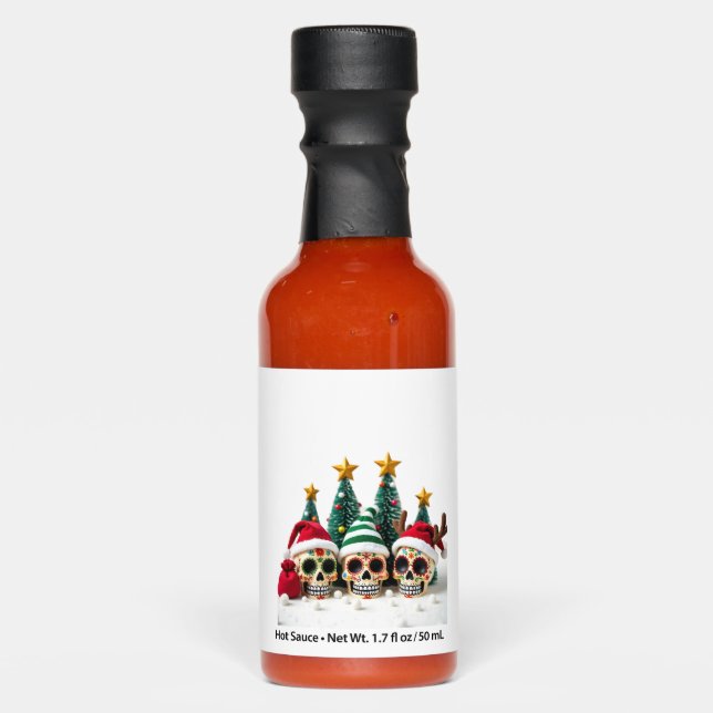 Mexican Calavera Santa Flower Sugar Skull Christma Hot Sauces (Front)