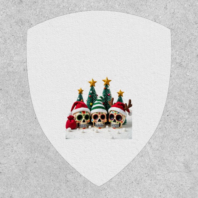 Mexican Calavera Santa Flower Sugar Skull Christma Patch (Front)