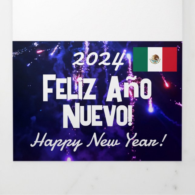 Mexican Calendar 2024 Happy New Year Gift Tri-Fold Program (Cover)