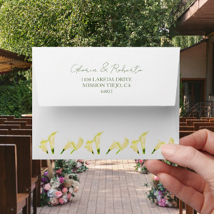 Mexican Calla Lily Romantic Wedding Invitation Envelope