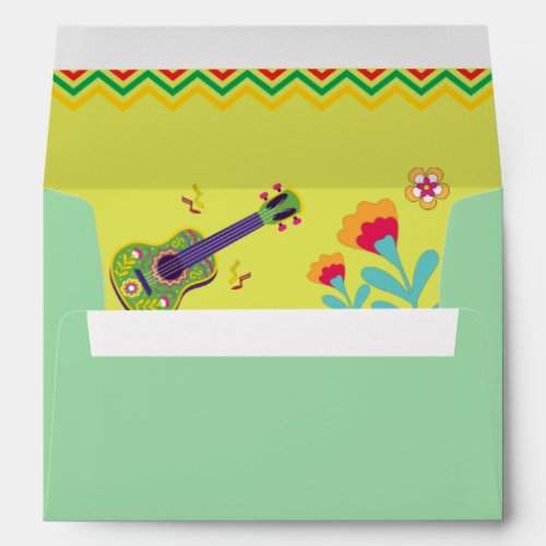 Mexican Cancun Fiesta Guitar Wedding Envelope