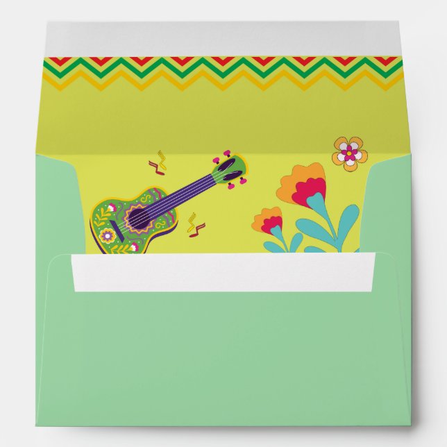 Mexican Cancun Fiesta Guitar Wedding Envelope (Back (Bottom))