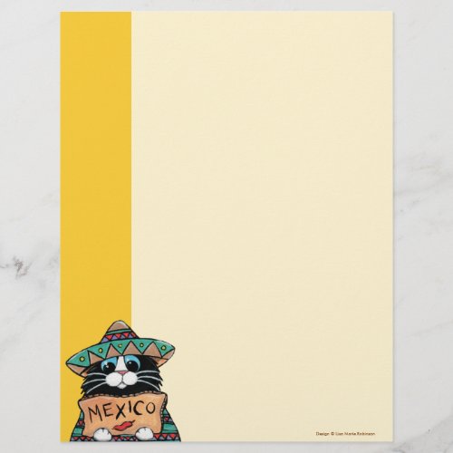 Mexican Cat in a Poncho  Sombrero Kids Letterhead