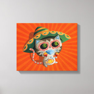 Mexican Cat with Sombrero Canvas Print