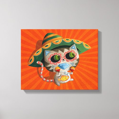 Mexican Cat with Sombrero Canvas Print