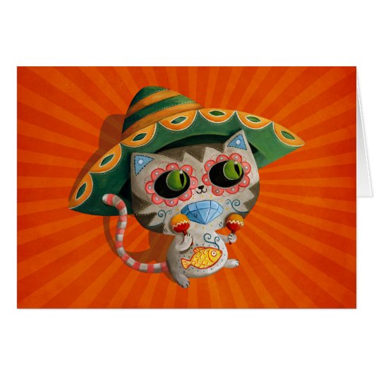 Mexican Cat with Sombrero Cards (Front Horizontal)