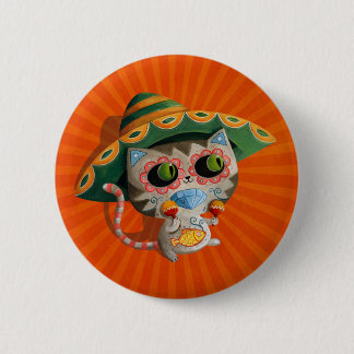 Mexican Cat with Sombrero Pinback Button