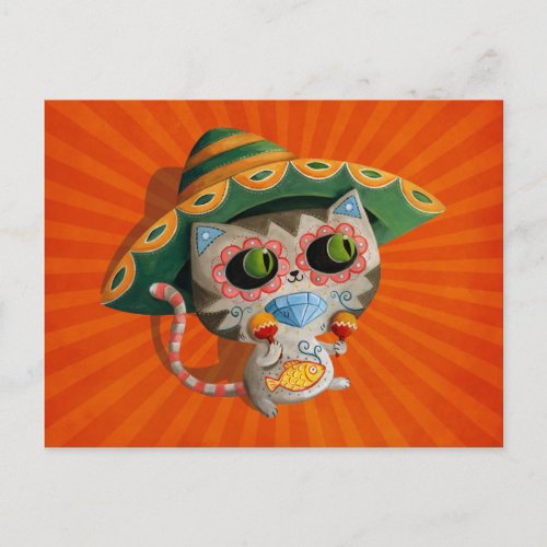 Mexican Cat with Sombrero Postcard