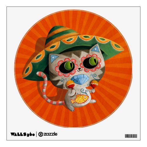 Mexican Cat with Sombrero Wall Decal