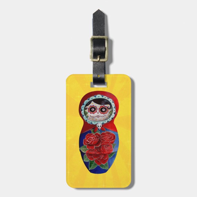 Mexican Catrina Matryoshka Luggage Tag (Front Vertical)