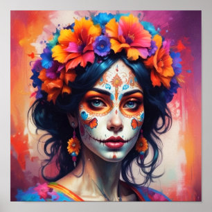 Mexican Catrina watercolor Poster