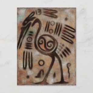 Mexican Cave Carvings Folk Art Postcard