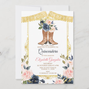 Mexican Charro Boots Quinceanera Invitation