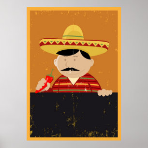Mexican Chef Cook Menu Poster