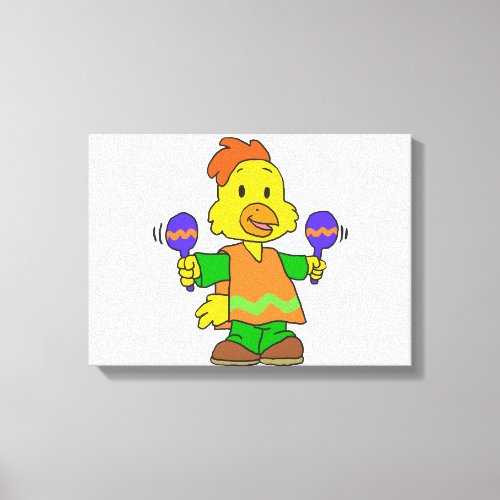 Mexican Chick cartoon  Choose background color Canvas Print