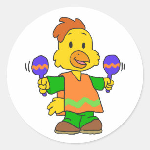 Mexican Chick cartoon   Choose background color Classic Round Sticker