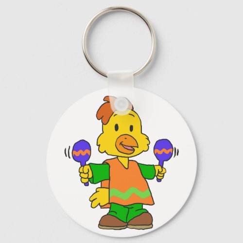 Mexican Chick cartoon  Choose background color Keychain