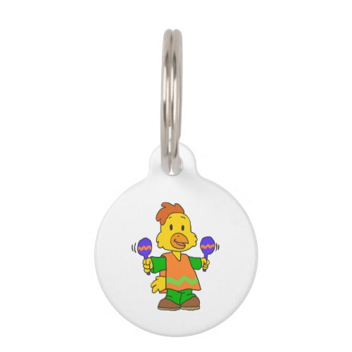 Mexican Chick cartoon  Choose background color Pet ID Tag