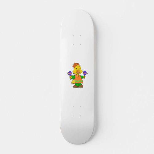 Mexican Chick cartoon  Choose background color Skateboard