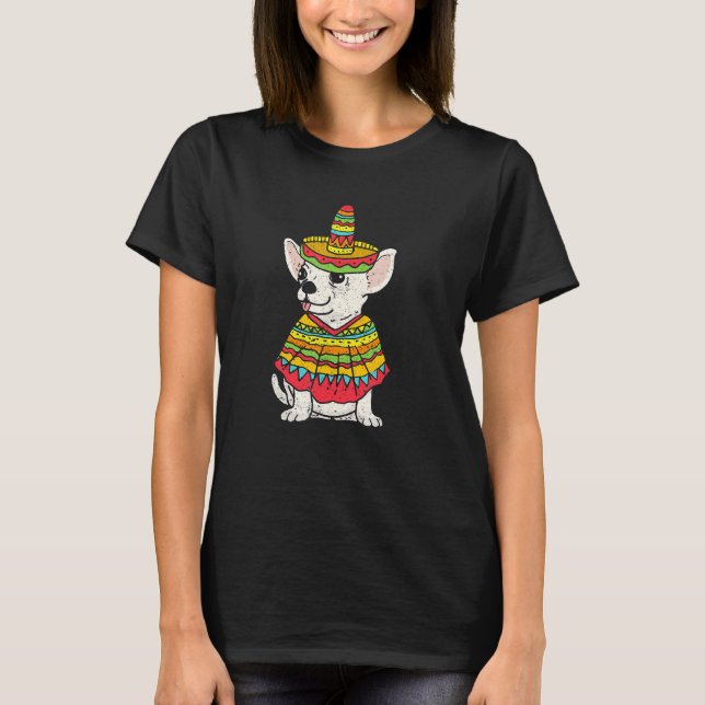 Mexican Chihuahua Dog  Sombrero Cinco De Mayo Fies T-Shirt (Front)