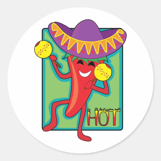 Mexican Chili Classic Round Sticker (Front)