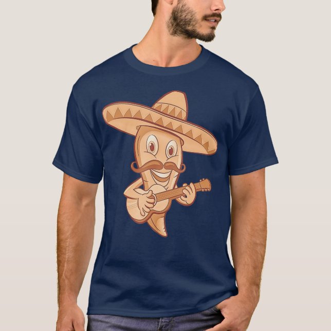 Mexican Chili Mariachi Guitar Musician T-Shirt (Front)
