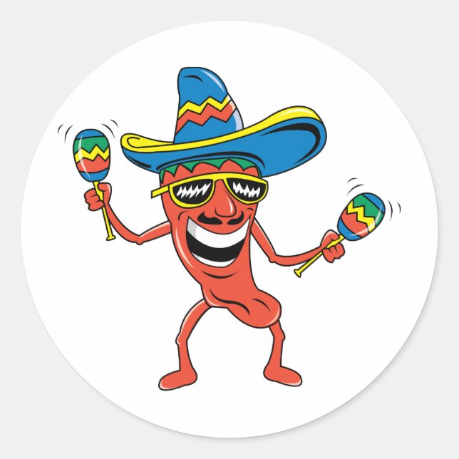 Mexican Chili Pepper Classic Round Sticker (Front)