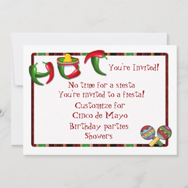 Mexican Chili Pepper Fiesta Invitation (Front)